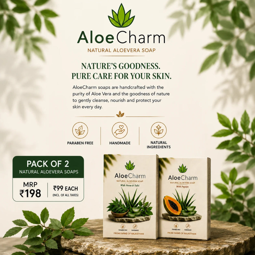 Natural Aloe Vera Soap Papaya & Neem Tulsi (Combo Pack of 2)