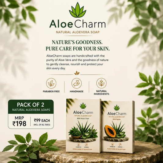 Natural Aloe Vera Soap Papaya & Neem Tulsi (Combo Pack of 2)